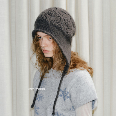 松弛感针织护耳帽冬季毛线包头帽