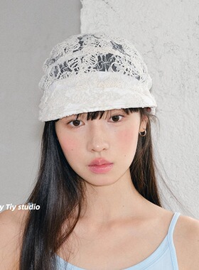 小众设计蕾丝系带包头帽遮阳帽