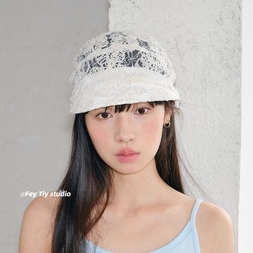 小众设计蕾丝系带包头帽遮阳帽