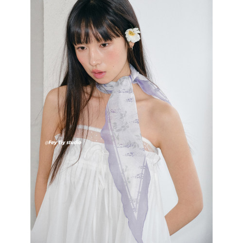 法式小碎花棉麻菱形丝巾三角巾