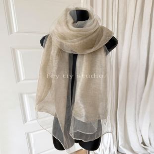 真丝围巾女 feytiy 松弛感 春夏薄款 双层欧根纱丝巾披肩百搭新款