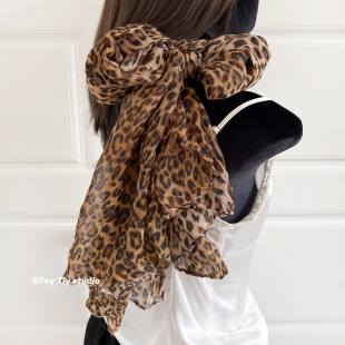 饰长款 feytiy 薄围巾百搭装 压皱豹纹丝巾女春夏新款 围脖 百搭时髦