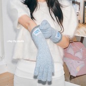 feytiy 秋冬保暖加长手套女可触屏百搭 韩国订单 含羊毛撞色新款