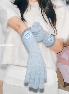 feytiy 韩国订单 含羊毛撞色新款秋冬保暖加长手套女可触屏百搭