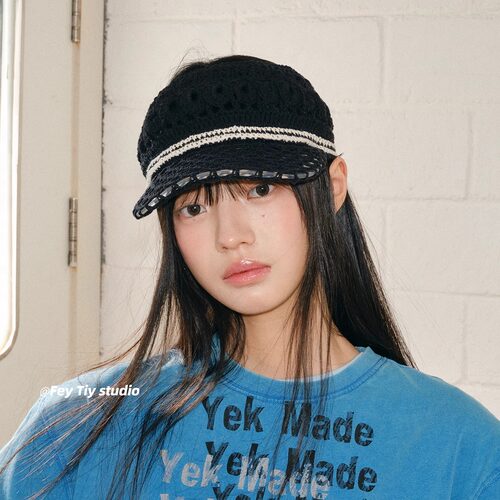 复古时髦手钩防uva帽檐棒球帽女
