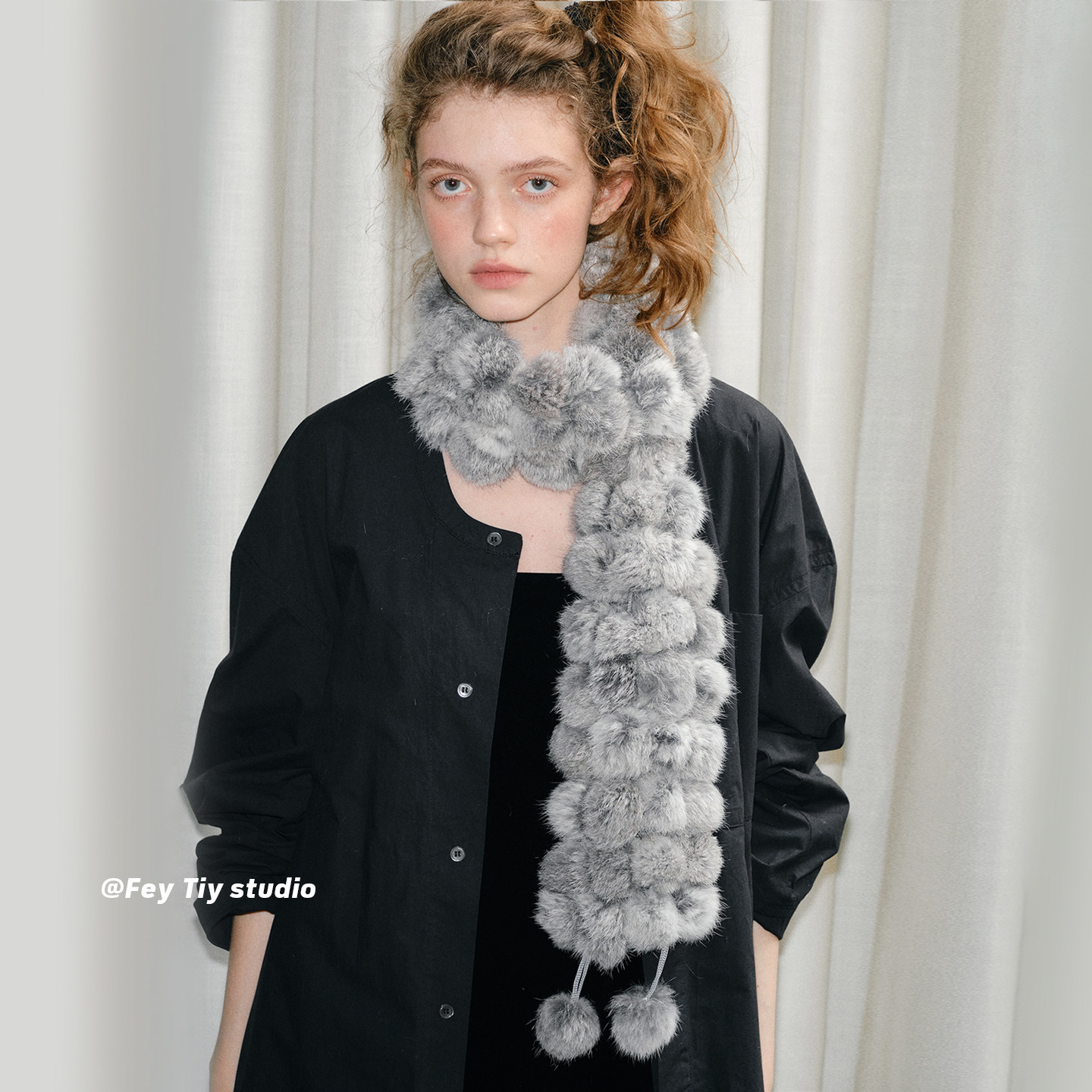 feytiy 兔毛球球围巾~冬季新款千禧年保暖皮草毛毛围脖百搭浅灰,服饰配件/皮带/帽子/围巾,围巾/丝巾/披肩,淘宝优惠券,粉丝福利购,淘宝优惠卷