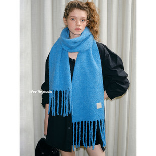 保暖围巾毛圈流苏披肩女 小鹅黄韩国设计含羊毛冬季 feytiy 定制款