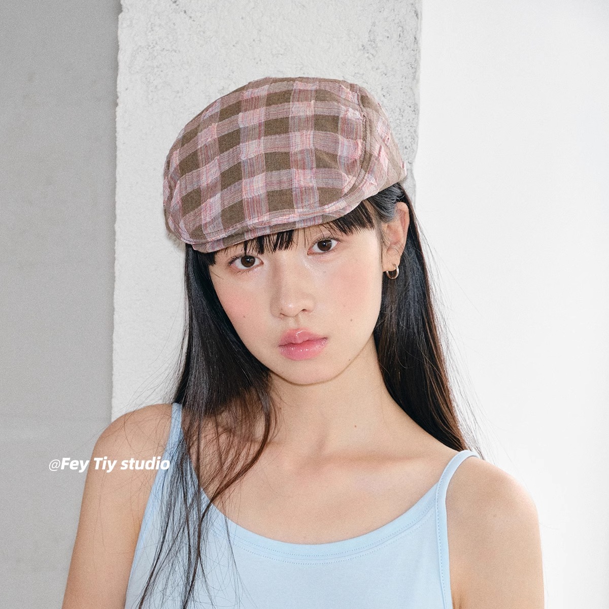 泡泡格加深帽型时髦复古前进帽