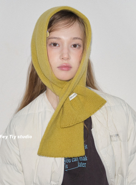 feytiy 100%澳洲羊毛 舒适亲肤交叉针织围巾纯色冬季保暖围脖男女