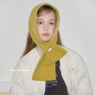 保暖围脖男女 舒适亲肤交叉针织围巾纯色冬季 feytiy 100%澳洲羊毛