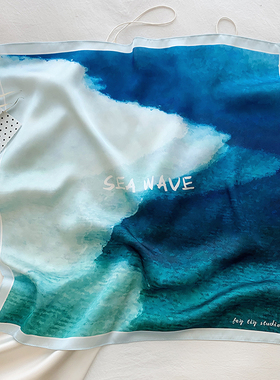 sea wave 原创高品质丝巾方巾 chic百搭领巾发带时尚春夏秋薄围巾