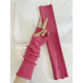 柔软保暖纯色针织毛线半指手套手臂袖 经典 复活款 套Y2K辣妹少女风