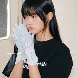 feytiy 玉桂狗~防晒高尔夫手套卡通可爱防滑户外开车加长手套夏季