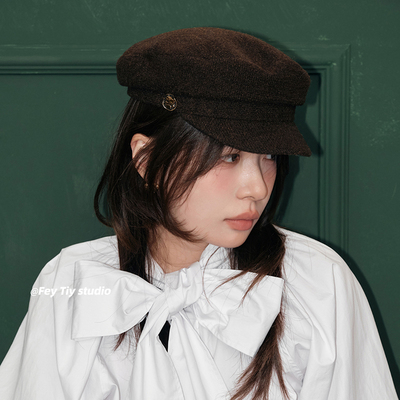 经典英式优雅立体编织秋冬报童帽