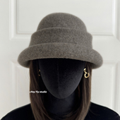 feytiy 北国来信 纯羊毛圆顶毛呢礼帽复古千金秋冬毛呢渔夫帽盆帽