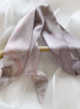 原创水墨ins小众丝巾发带 韩版百搭装饰领巾长条飘带绑包绑发腰带