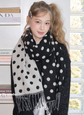 feytiy 定制 复古波点加大加厚高品质围巾披肩女秋冬保暖百搭围脖