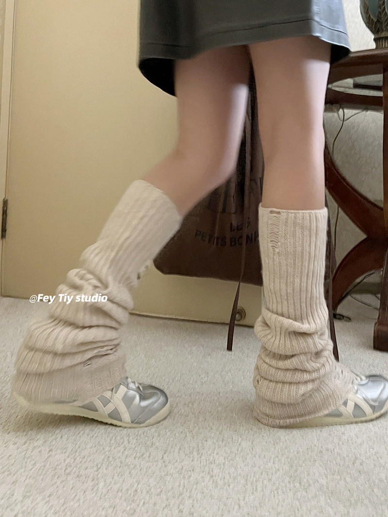 出口原单超柔软个性针织破洞堆堆袜套秋冬保暖小腿袜套韩版ins风