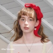 feytiy 饰圣诞红秋冬新款 毛茸茸软乎乎细长条针织小围巾女窄版 装