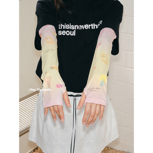 feytiy 原创设计 手绘卡通可爱百搭防晒冰袖女夏季薄款护手臂袖套