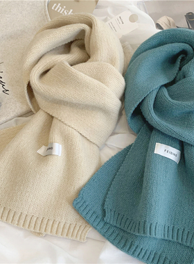 韩国东大门feiding纯色柔软ins围巾女秋冬季百搭保暖可爱针织围脖