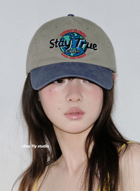 feytiy 保持纯真stay true撞色刺绣棒球帽复古百搭鸭舌帽简约休闲