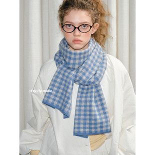feytiy 精选澳洲100%羊毛超细wool柔软亲肤日系格子围巾女冬围脖