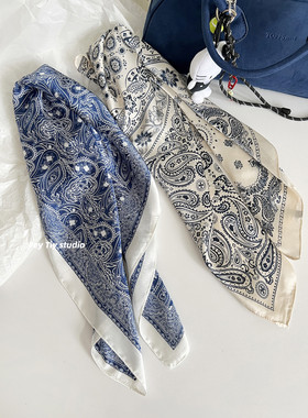 feytiy 25aw new复古时髦图腾丝巾头巾女百搭腰果领巾春夏秋方巾