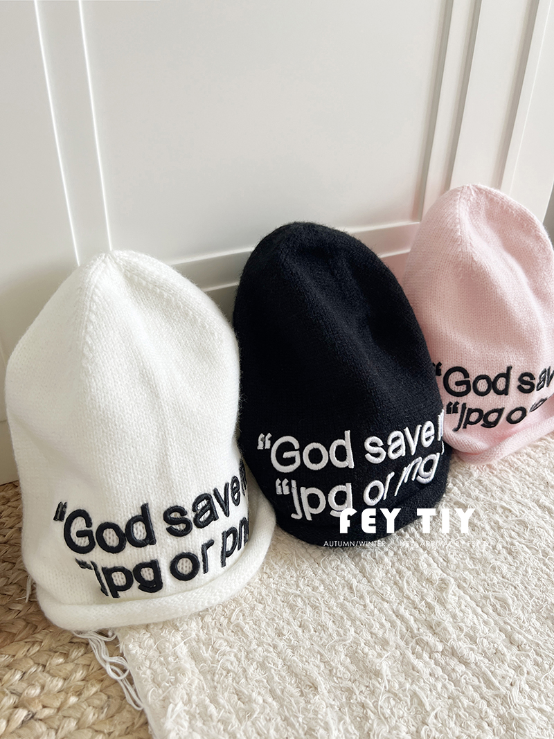 美式刺绣字母针织毛线冷帽堆堆帽