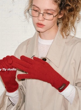 feytiy 浣熊毛羊毛混纺手套 毛感细腻柔软秋冬保暖新款可触屏分指