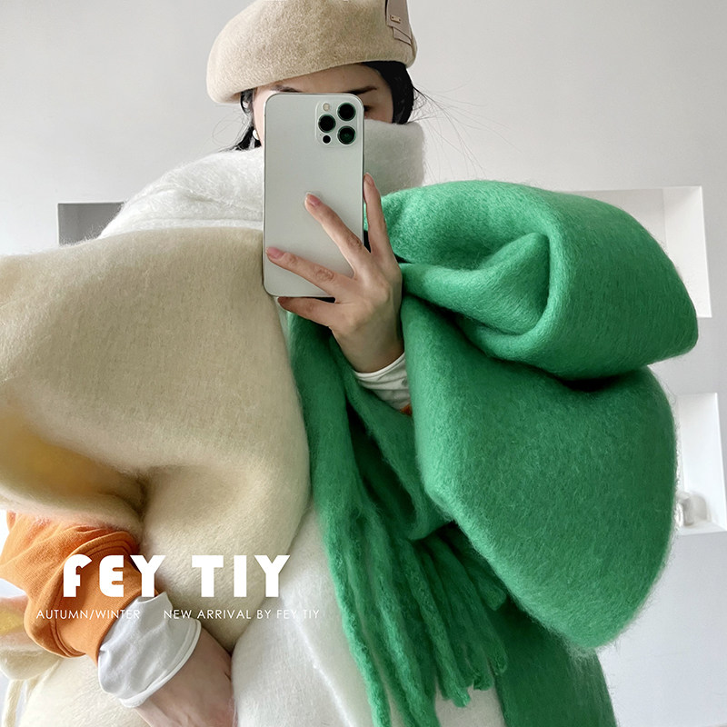 冬季围巾马海毛加厚披肩女