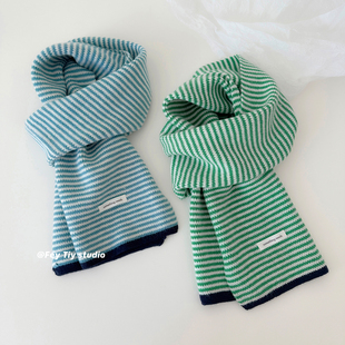 feytiy 日常搭配 拼色时髦细条纹围巾秋冬新款保暖软糯围脖女情侣