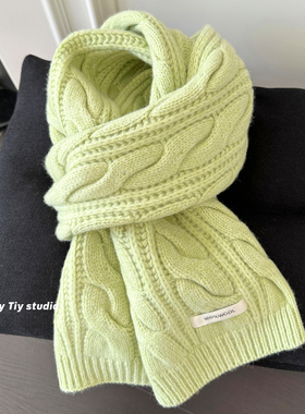 feytiy 100%澳洲羊毛麻花围巾冬季柔软亲肤保暖 高端礼物围脖男女