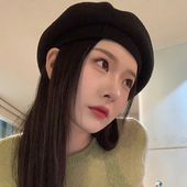 日本专柜纯羊毛大直径贝雷帽女秋冬季 百搭画家帽子英伦韩版 南瓜帽