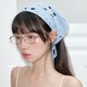 春夏新款 古早味少女系带头巾 针织三角巾度假 奶味blue蓝 feytiy