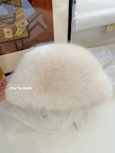 超美~毛感超好韩国ins款秋冬毛毛桶帽仿皮草仿狐狸毛保暖渔夫帽