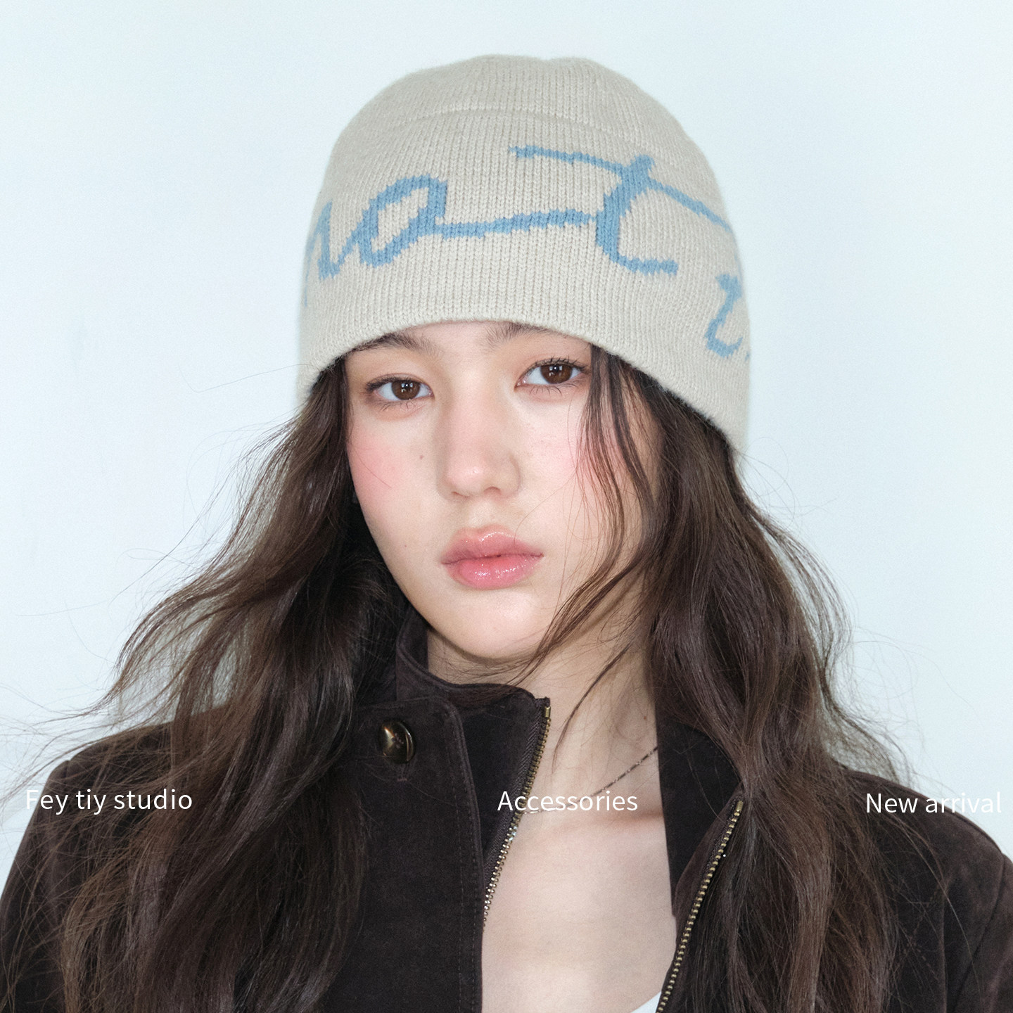 feytiy 岩石色 复古字母针织冷帽男女秋冬季保暖毛线帽休闲包头帽