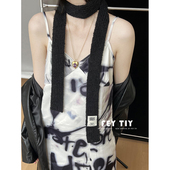 俏皮时髦细围巾可叠戴y2k长条围巾辣妹穿搭毛线针织细窄围脖韩ins