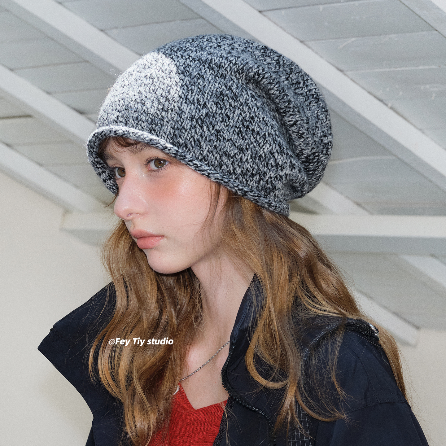 100%wool羊毛混色冷帽复古针织帽