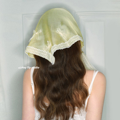 原创设计蝴蝶结时髦三角巾包头巾