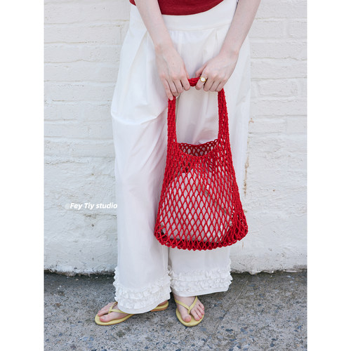 糖果色夏季手工编织包时髦百搭