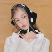 feytiy 时髦复古波点三角巾 双面撞色针织秋冬保暖百搭小围巾女