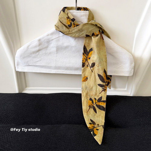 大地色植物系纯棉小花双面丝巾