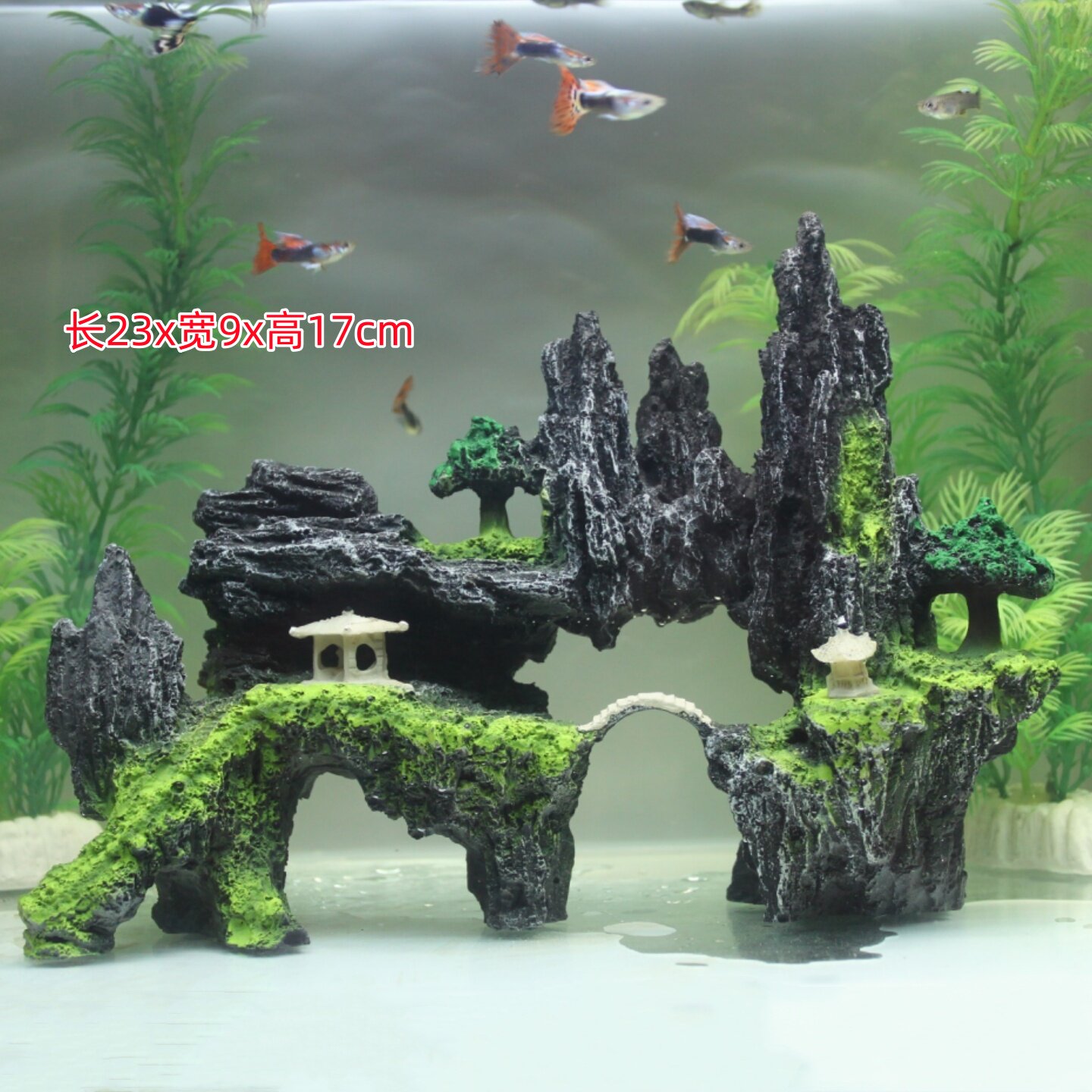 鱼缸造景装饰假山石头草布景仿真水草造景套餐水族箱大小摆件包邮