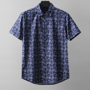 衬衫 品牌专柜活力花卉印花100%棉短袖 男 高端狠货 新号福利撤柜