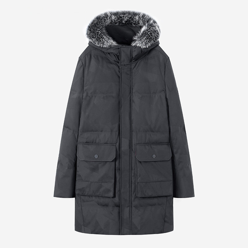 一线撤柜品牌男式2023年冬季时尚休闲连帽花纹保暖长款羽绒服外套,男装,羽绒服,淘宝优惠券,粉丝福利购,淘宝优惠卷