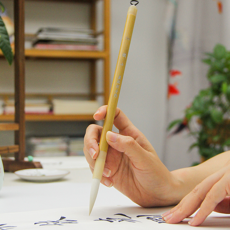 非遗大师手工精制创作级湘妃竹纯羊毫细嫩光峰行书草书书法国画笔