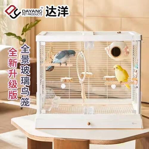 达洋鸟笼B6047ss新型生态鸟笼全景观玻璃牡丹玄凤鹦鹉鸟笼子大号