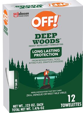 美国直邮 OFF！Deep Woods深层森林驱蚊剂干爽不油腻清爽长效湿巾