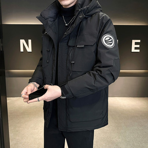 SEABASS潮牌中长款工装连帽羽绒服男保暖品质休闲贴标冲锋衣外套